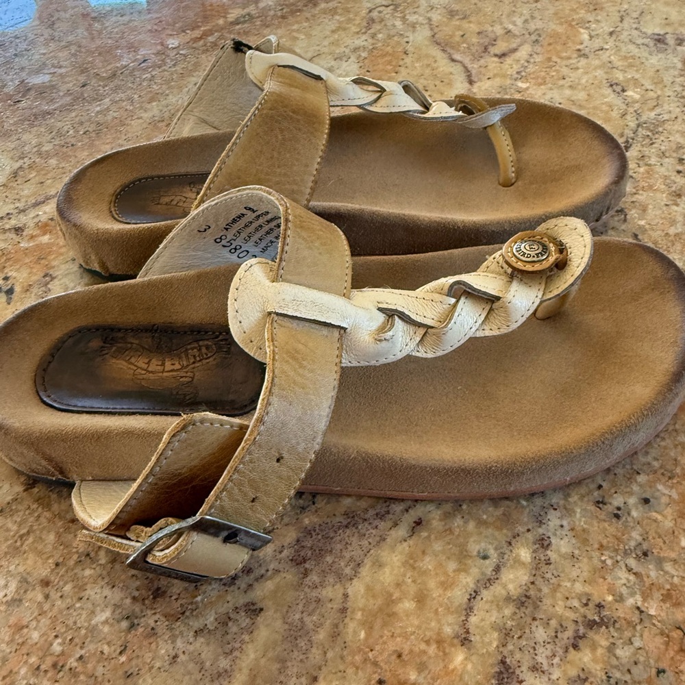 Freebird Cream Braided Strap Flats